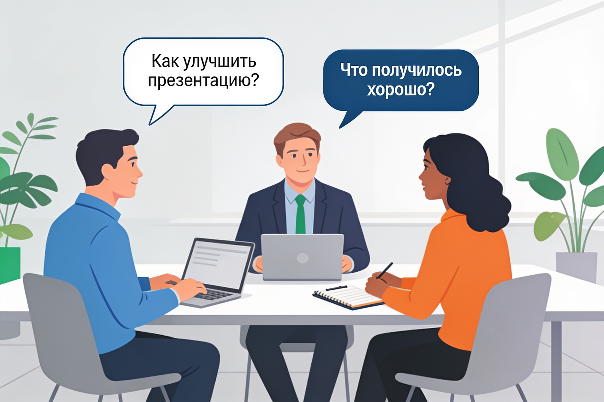 Команда проводит сессию обратной связи