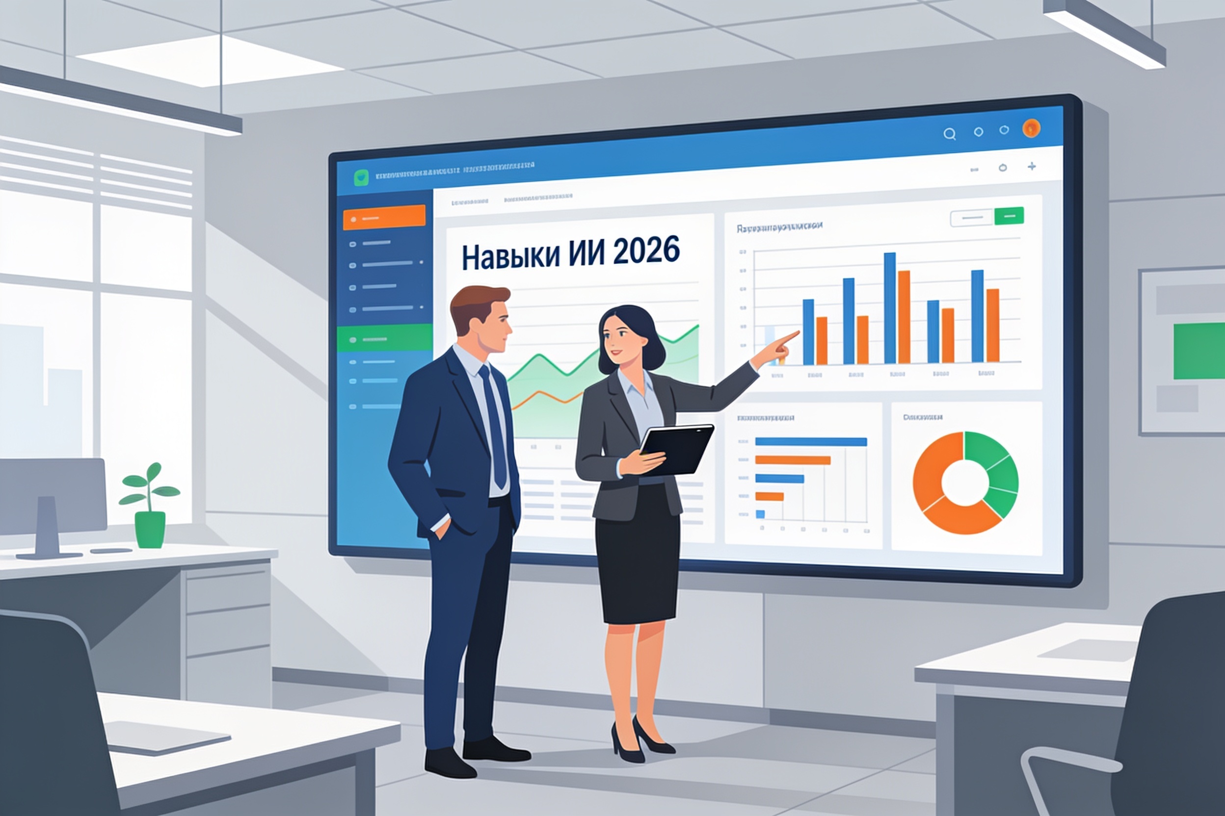 Какие навыки нужны бизнесу в 2026 году: уроки мексиканского бума 1 Руководители обсуждают данные по востребованным навыкам на цифровом экране в офисе