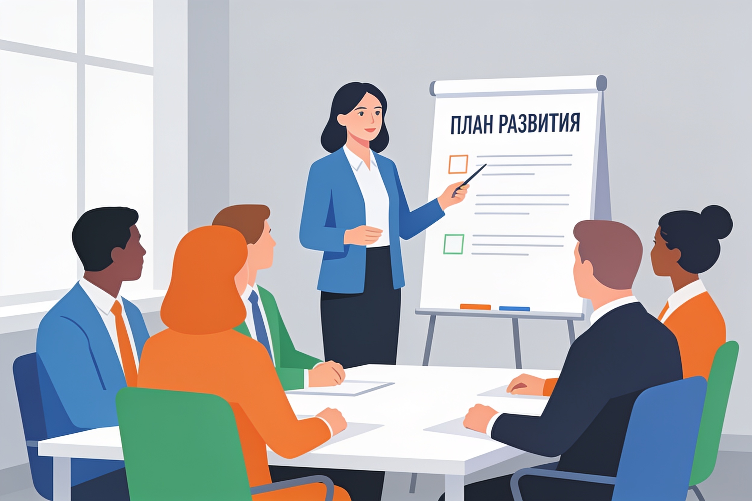 Тренер проводит занятие по развитию компетенций для сотрудников