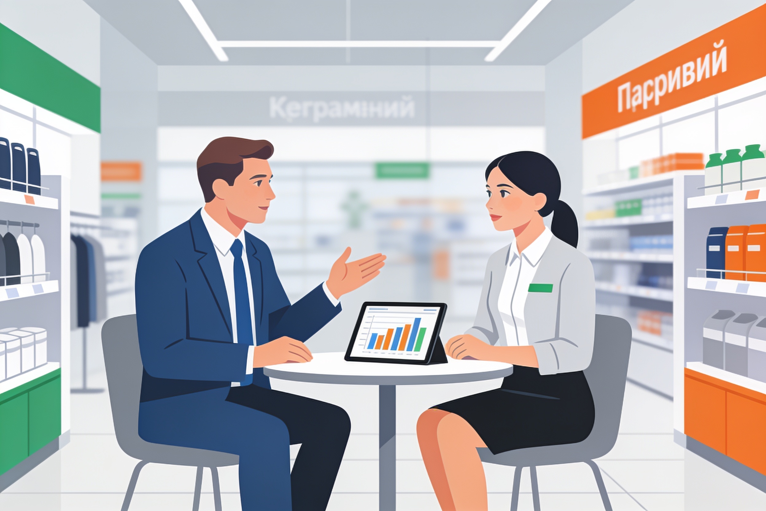 Управляющий проводит встречу по оценке эффективности с продавцом
