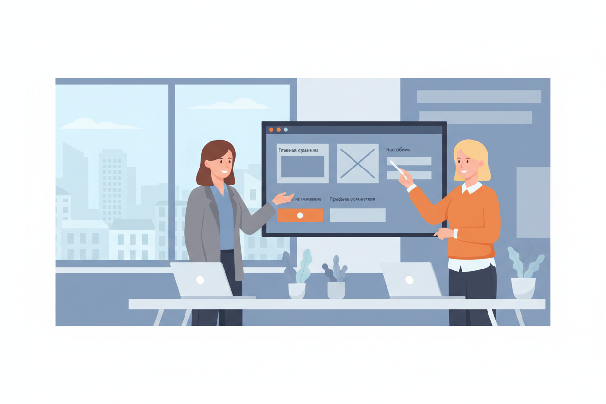 Продакт-менеджер и UX-дизайнер обсуждают пользовательский интерфейс