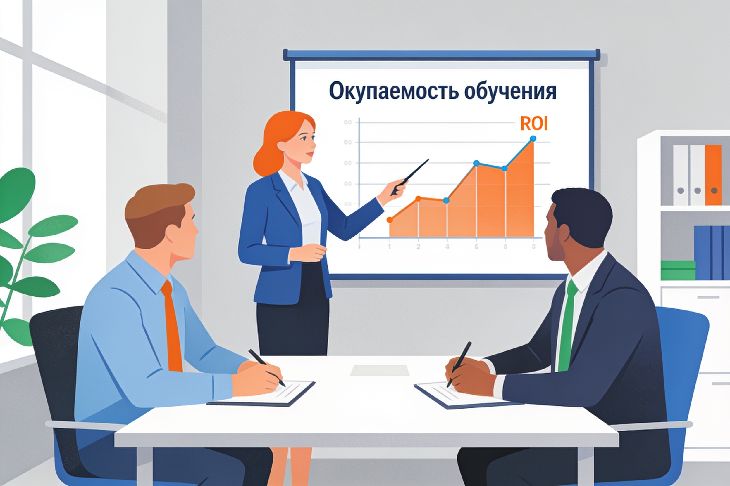 Команда обсуждает возврат инвестиций в обучение