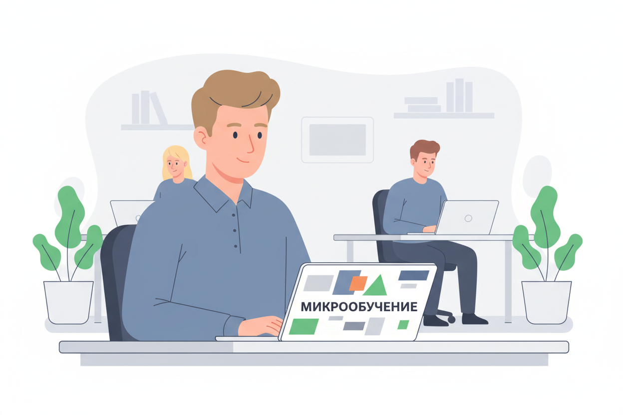 Сотрудник проходит видео-курс по микрообучению