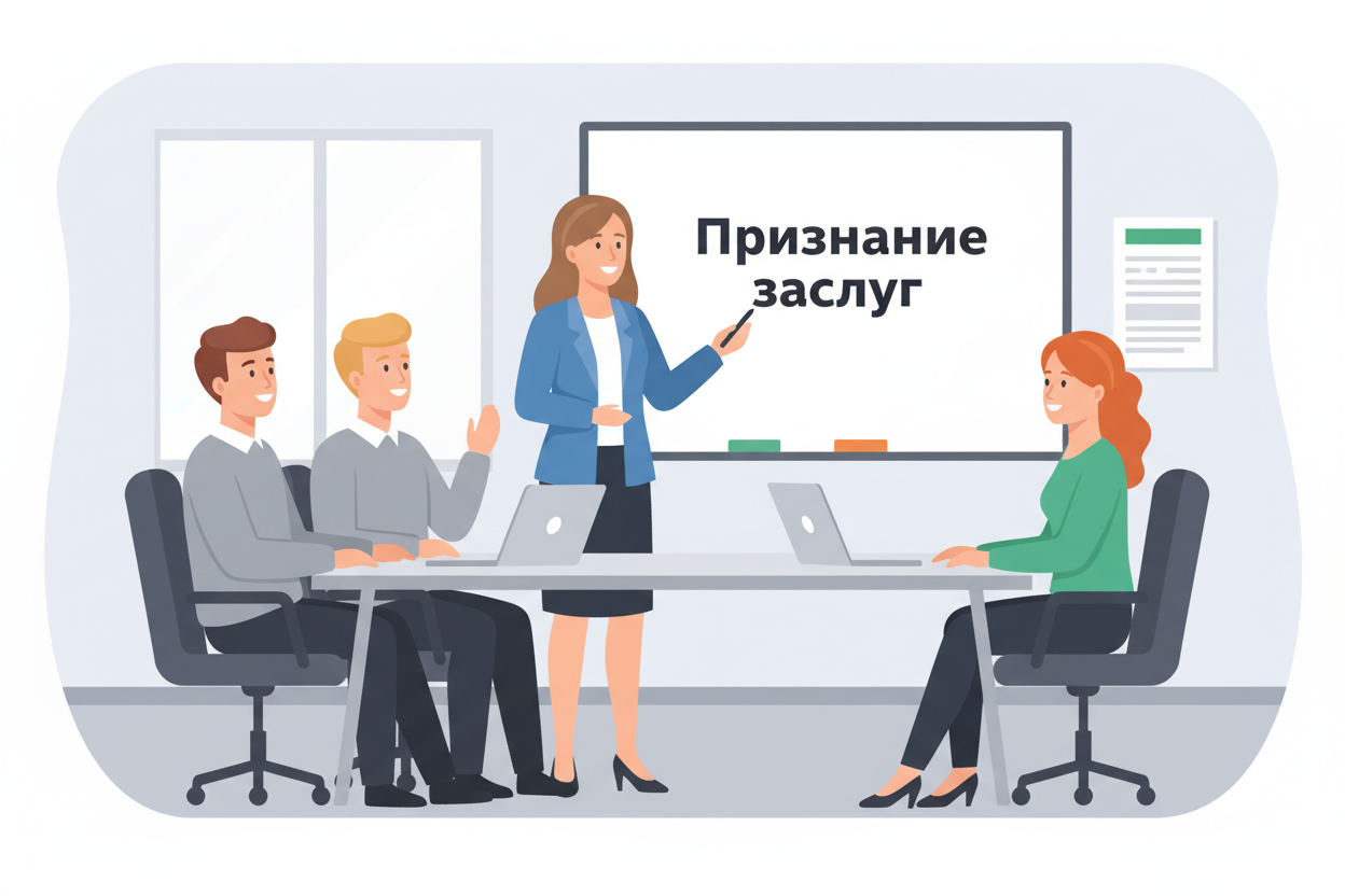 Команда обсуждает итоги, руководитель выражает признательность