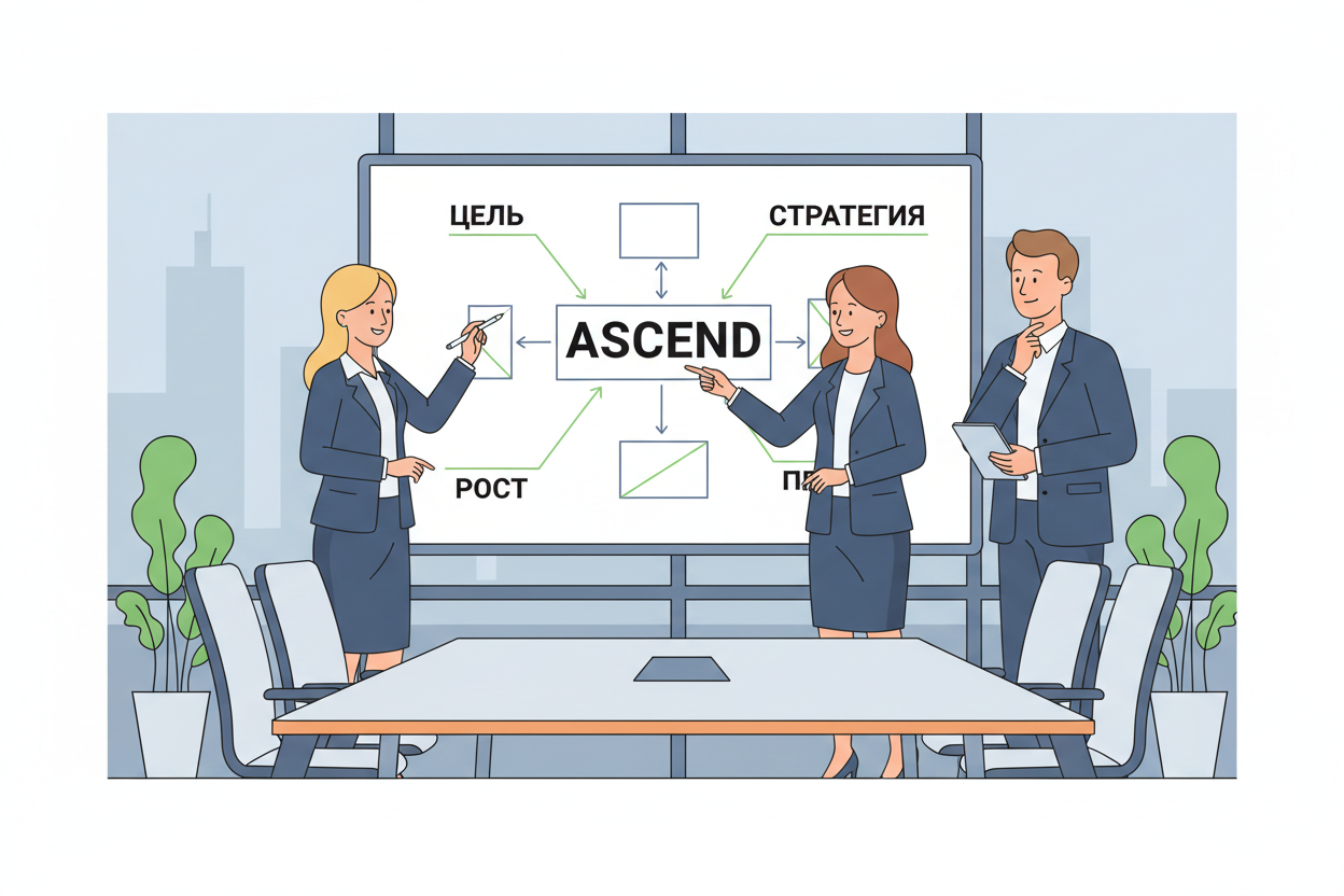 Коуч объясняет модель ASCEND на тренинге для руководителей