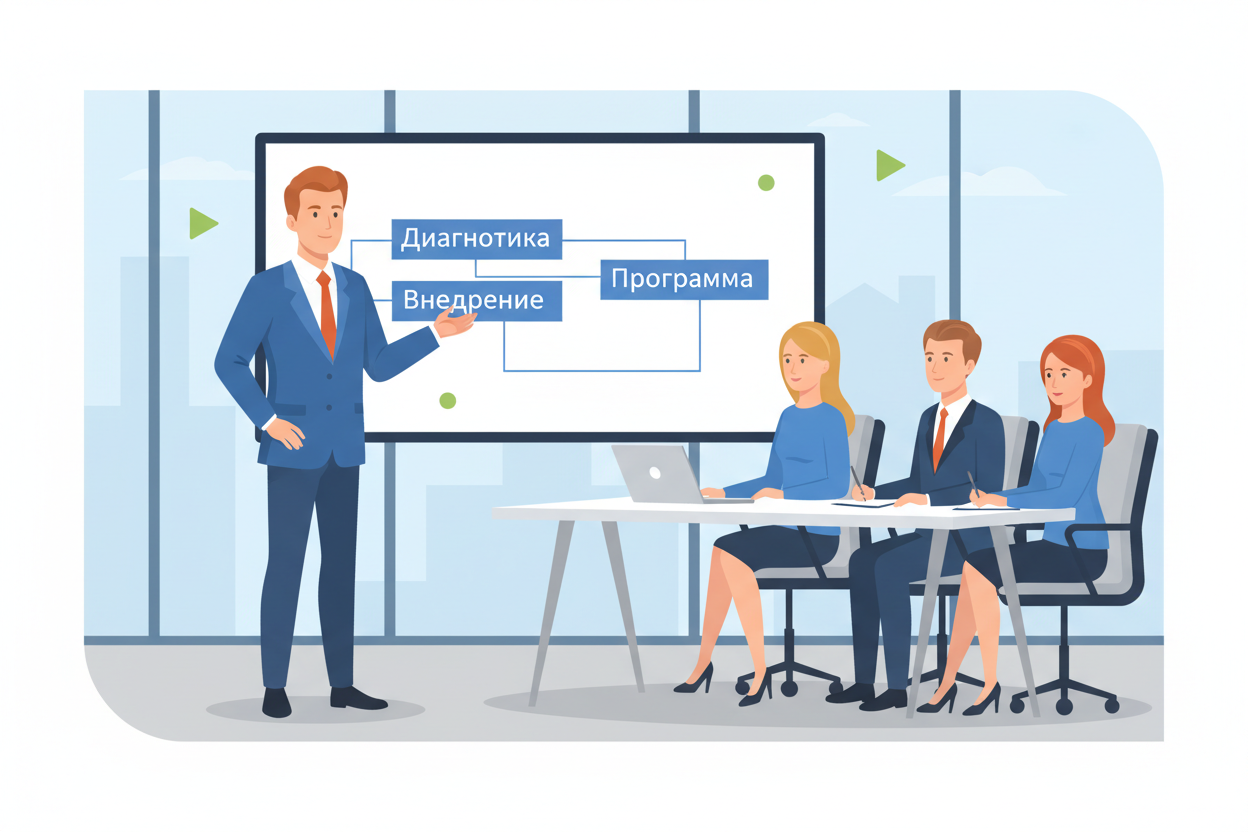 Руководитель представляет план внедрения после обучения