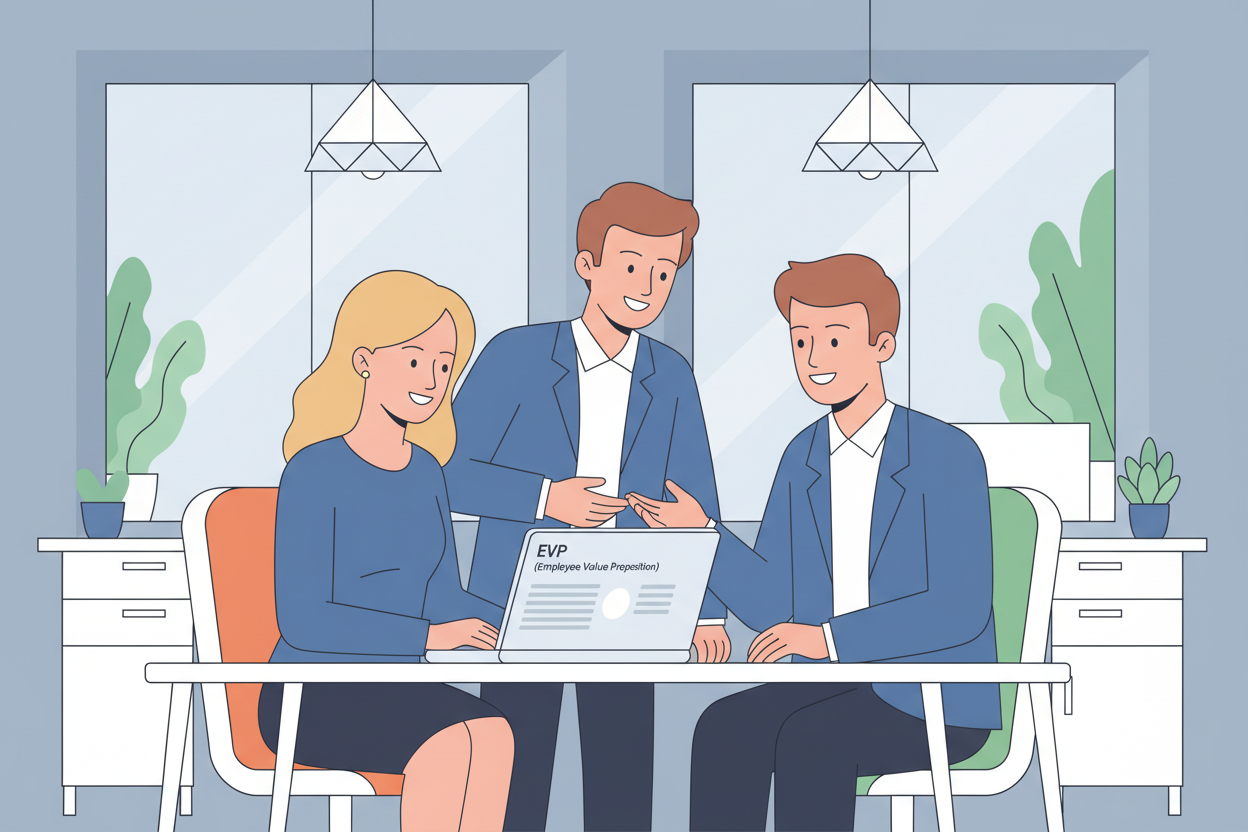 Команда обсуждает ценностное предложение работодателя.