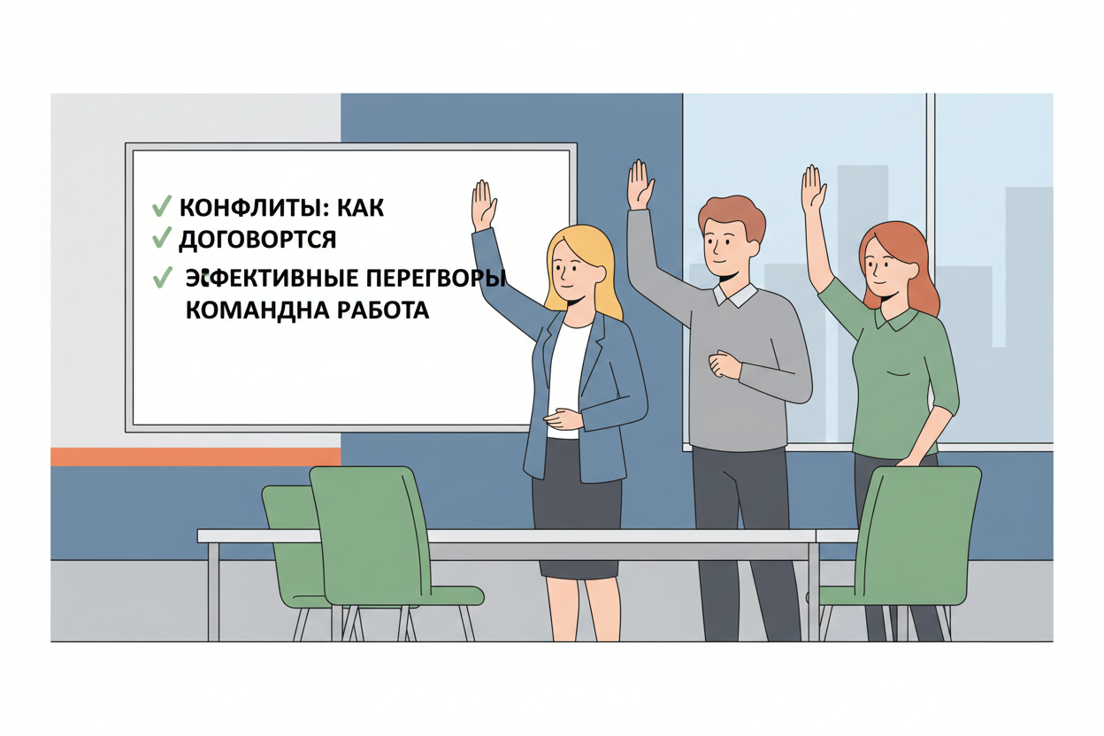 Команда выбирает заголовок для тренинга на фасилитационной сессии