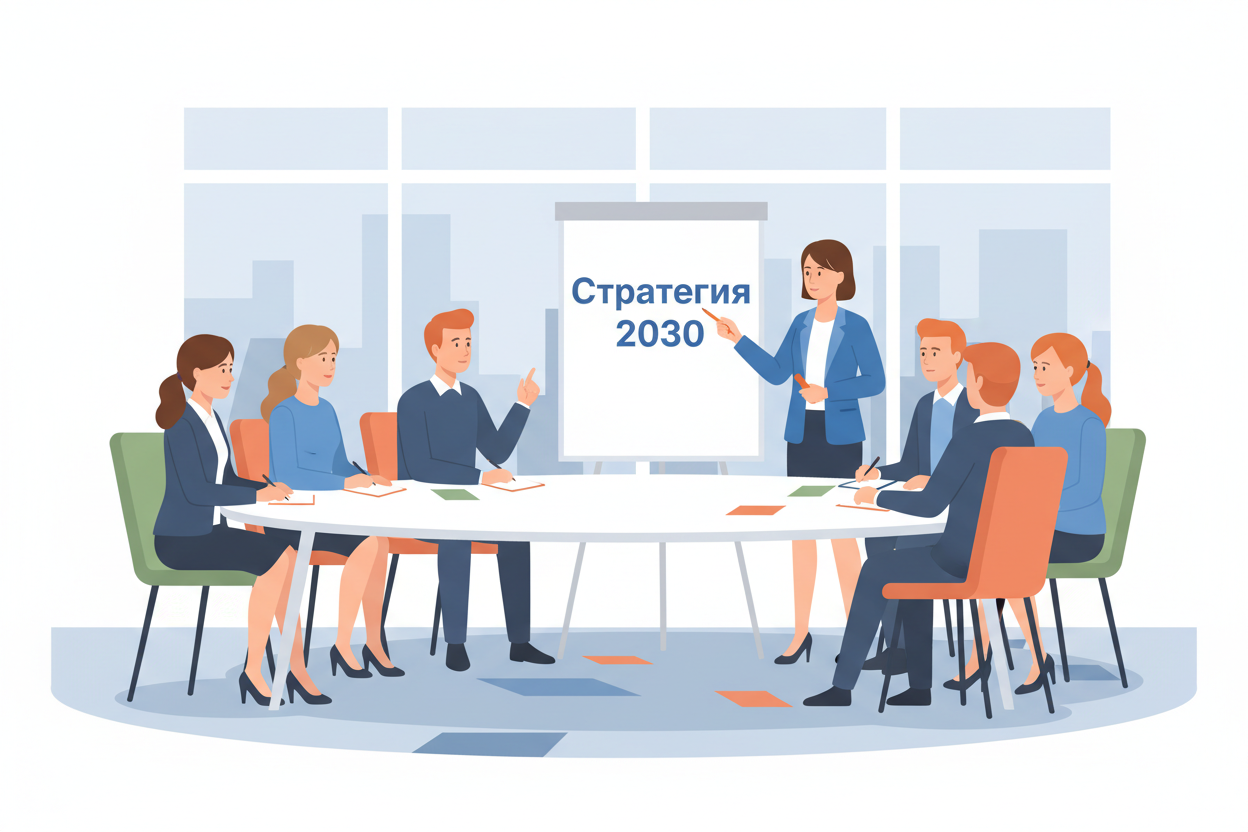 Стратегическая сессия: крос-функциональное взаимодействие и долгосрочное планирование.