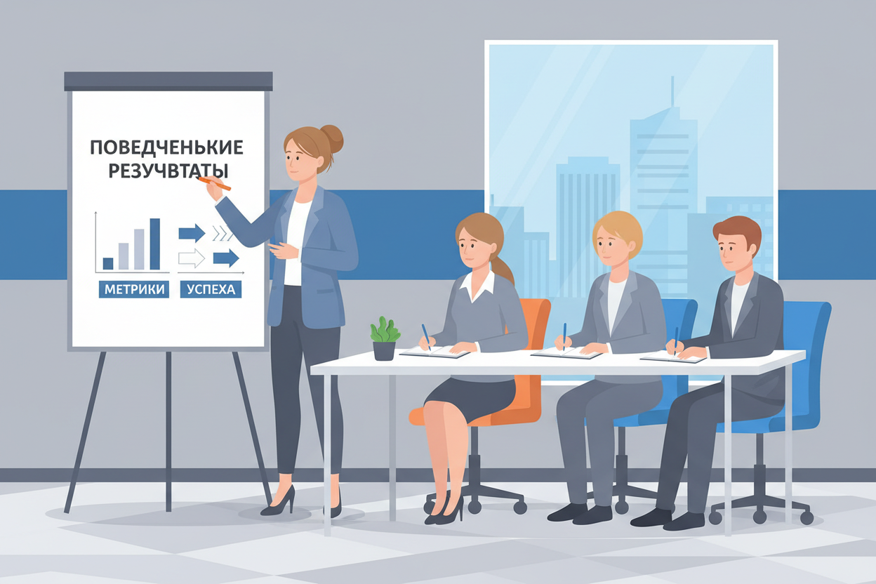HR-директор проектирует обучение от бизнес-задачи на доске с конкретными метриками.