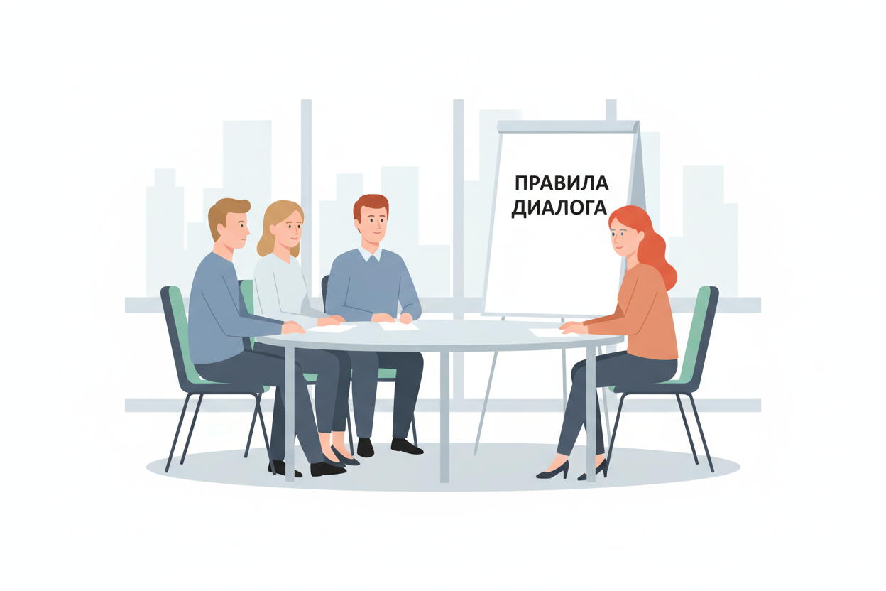 Медиационная сессия с фасилитатором в офисе