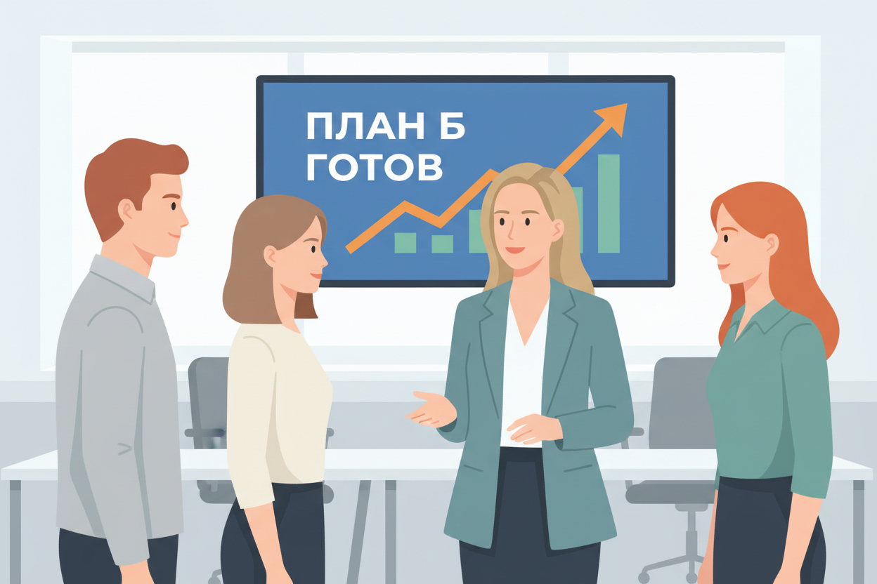 Лидер представляет антикризисный план команде.