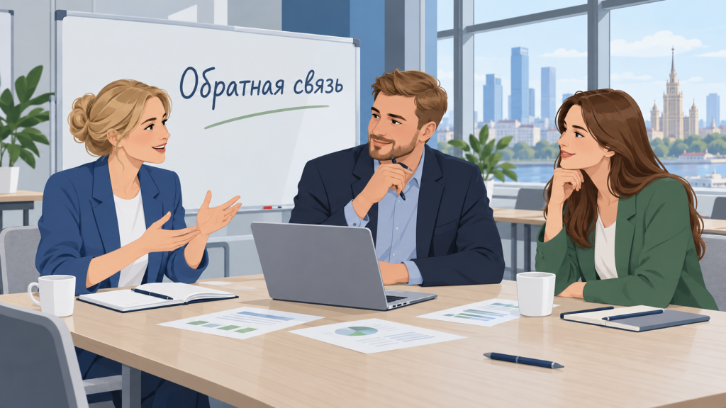 Коллеги обсуждают обратную связь о поведении руководителя