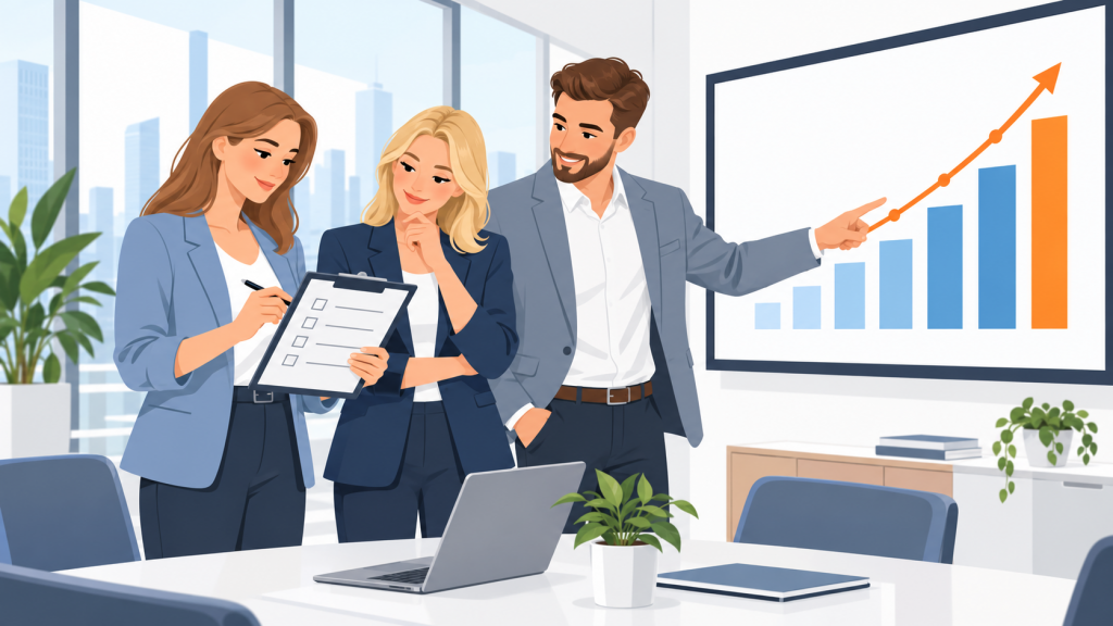 HR-специалист и руководители проверяют результаты изменений
