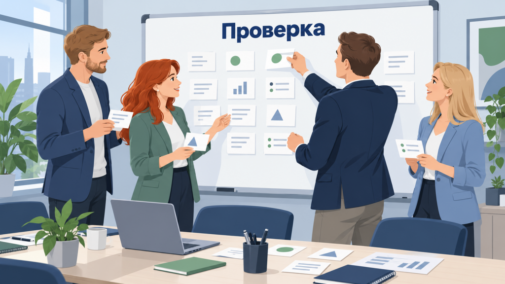 Команда обсуждает гипотезы и планирует проверку решения