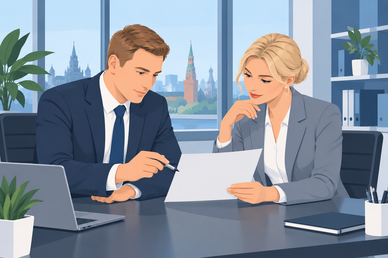 Руководитель и эксперт обсуждают конкретную управленческую задачу
